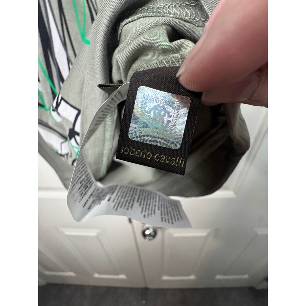 NWOT Roberto Cavalli Mens T Shirt Size S Green Graphic Logo Tee Designer‎ Top - Picture 5 of 9